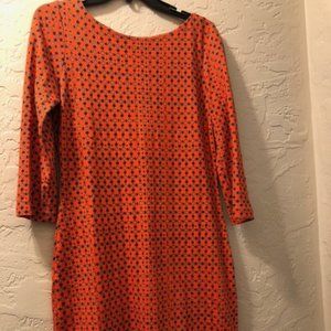 c. wonder orange patterned dress